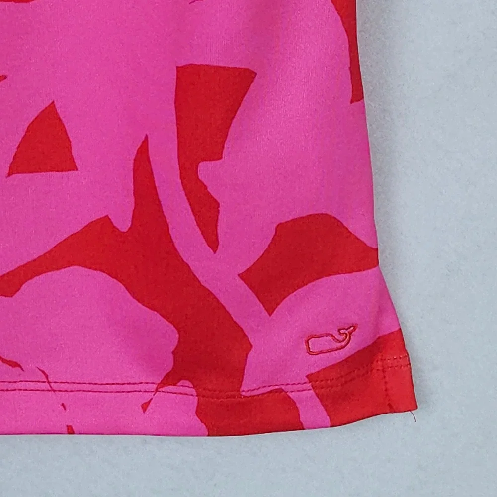 Vineyard Vines Rash Guard Swim Shirt Womens Small Pink Red‎ Floral Boatneck Sun
